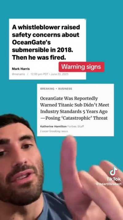 I could be misremembering, but pretty sure the guys talked about the Ocean Gate submarine that goes to the titanic. Thought this current event about said sub was note worthy. 
