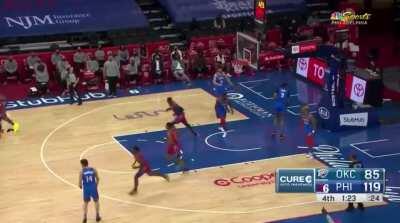 [Highlight] Paul “Bball Paul” Reed flies in for the reverse putback slam and Embiid loves it!