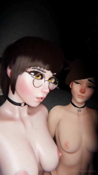 Futanari dick girls D.Va and Tracer enjoying their time with junker queen leaking cum 💦(thefastestgman)