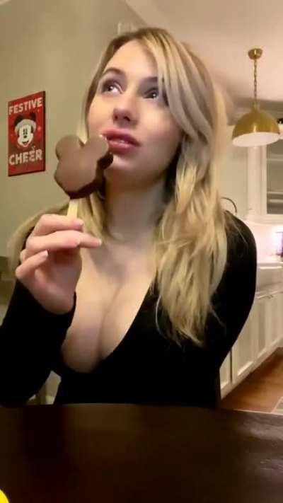 Trying to eat ice cream