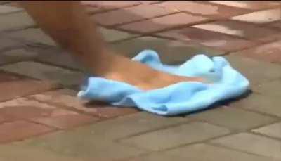 Drifting in public and then forced to clean his drifting tracks