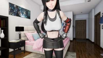 Miko In Cute Tifa Cosplay