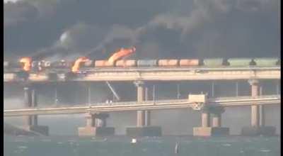 Footage of the damage to the bridge