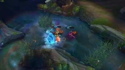 Red team dies one by one on their individual lanes.