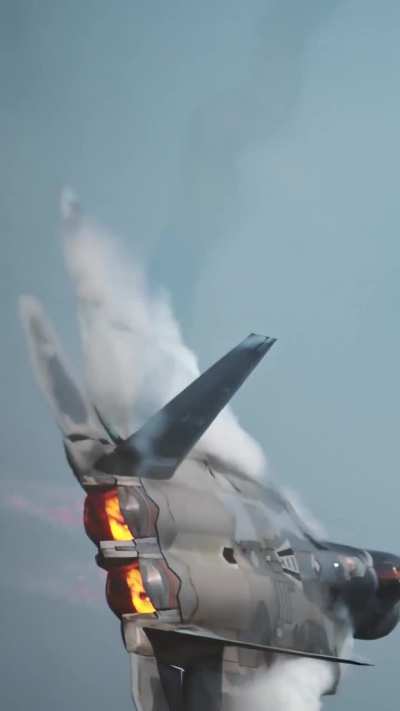 F22 Raptor filmed with a camera so fancy, you can see the vertical stabilizers get all wobbly