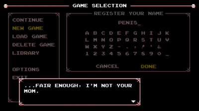 This small moment in the dialogue boxes happens when you name your character 