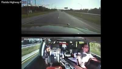 Florida Highway Patrol Trooper Toni Schuck stopped a drunk driver who was going over 70mph by directly ramming her car into the drunk drivers car who was headed towards 7,000 people running in a marathon.