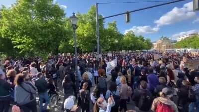 Thousands now chanting 