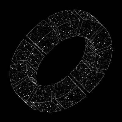 If you look at the top of the ring, it looks like it's leaning towards you; if you look at the bottom, it looks like it's leaning away.