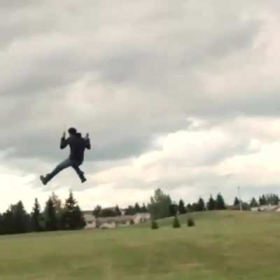 Me flying my quadline kite and getting blown away while my friends are no help..