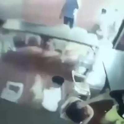 Kid wakes up and puts on a chair instead of his backpack as he's leaving