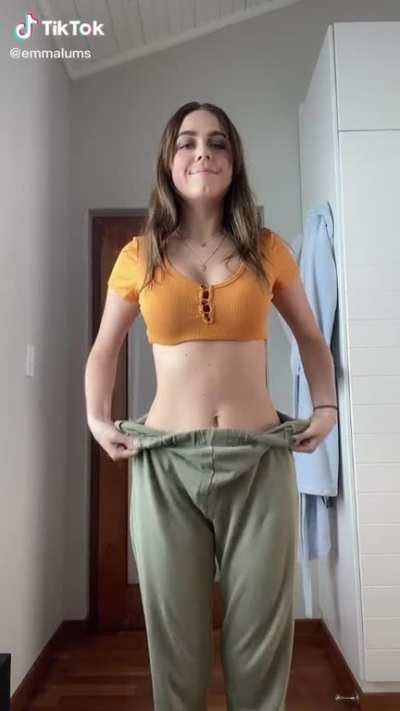 Pretty girl showing hips and going real low