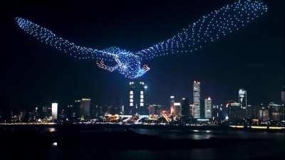 Showcase of a drone holographic light show