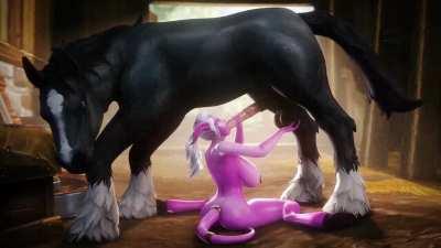 Cleaning up his horsecock after a long day of breeding (noname55)