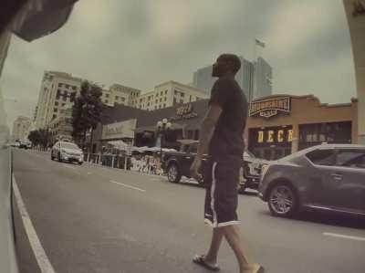 Some guy randomly kicked my car. Happened on Sixth Ave.