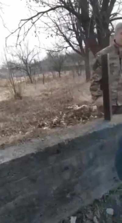 Ukrainian military burring mines in a residential neighborhood