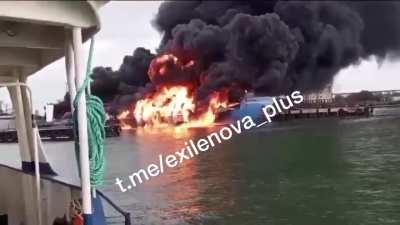 Close up of the Conro Trader Cargo ship in Kavkaz. On board were 30 fuel tanks