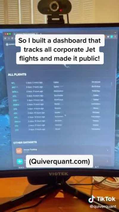With respect to recent attempts by executives to shut down private jet trackers, I built a dashboard that tracks private jet flights and made the data publicly available. After getting over 50K views in hours, this video on the tool was taken down by TikT