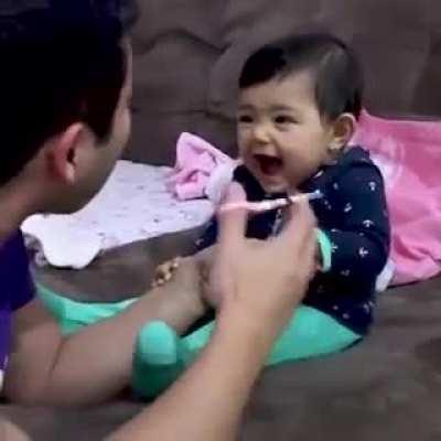 Baby has a sense of humor