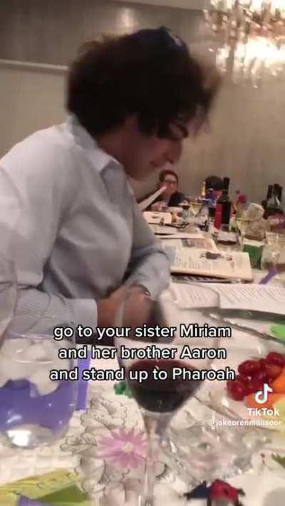 Jewish fellas at the seder doing voices