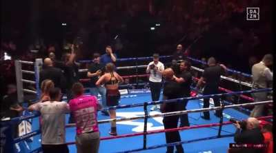 Boxer flashes the crowd on live tv after first win