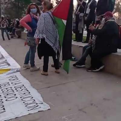 Solidarity rally from the people of Chile to the Palestinian people, this Friday afternoon at Plaza Dignidad in Santiago de Chile, heavily repressed by our current extreme right wing current government