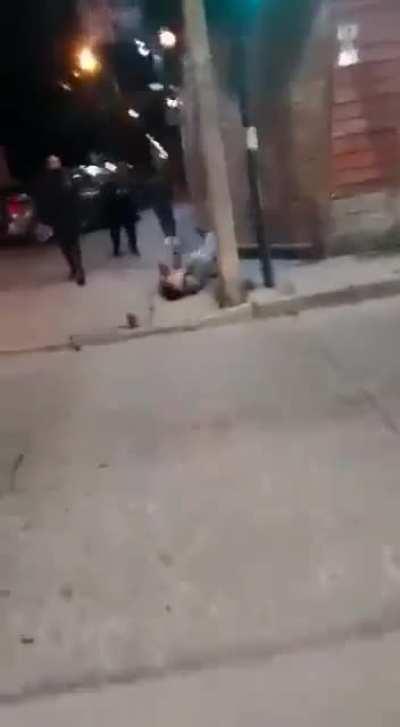 Man tries to enter bar illegally after being rejected for being drunk. Punta Arenas Chile, November 2022