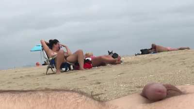 Getting exited at the nude beach