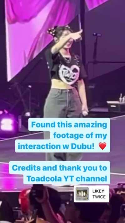 The most surreal 10 seconds of my life. Dubu copying my dance moves and sending me some SWAG! (TWICE in Chicago D2, 230629) credits to u/toadcola for the footage!