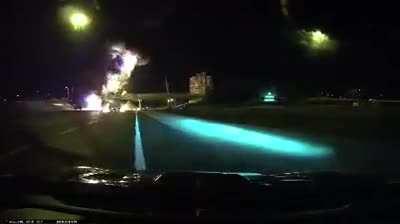 Fuel tanker explosion on highway caused by collision in Pickering, Ontario