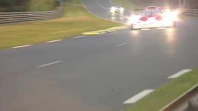 LMP1 car flips going uphill, miraculously driver Peter Dumbreck was uninjured