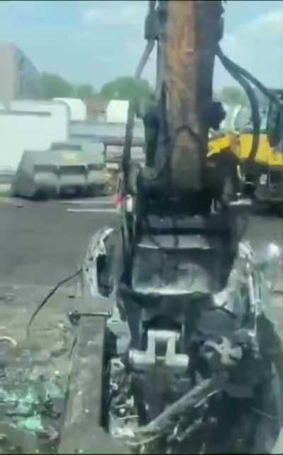 Violently disassembling a car