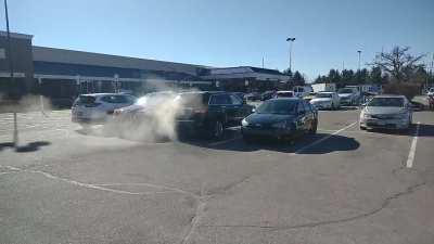 Someone ran into the store and left their jeep running