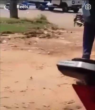 Driving too close to a helicopter that's just landed