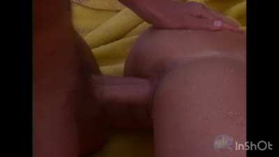 Pete pounds the guts out of her on the beach and then covers her back with cum!