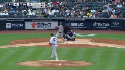 Cole manages to strike out Devers with a 99 mph whiff on the corner!