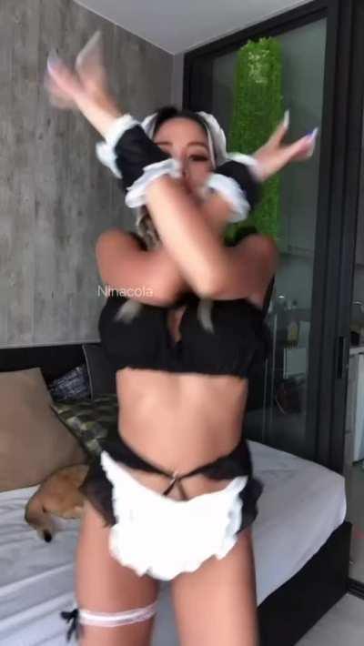 Excuse me boss, your cock is dirty… let me clean it