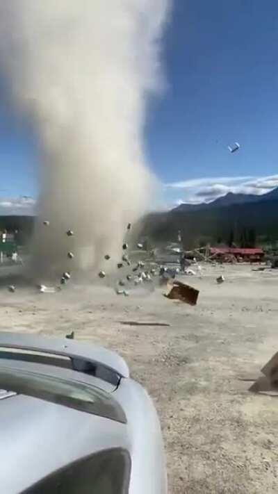 Dust Devil destroys a fruit stand