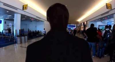 POV: A man leaving his Switch behind at the airport (he just booted up Arkham Knight.)