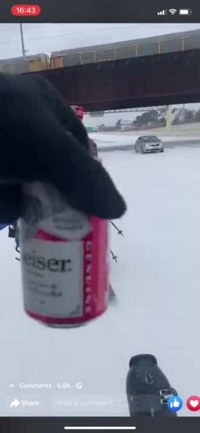 Skiing behind a truck on I10 in Houston