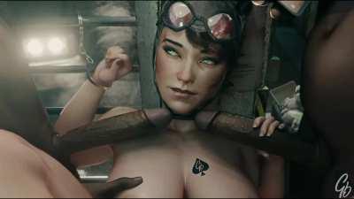 Catwoman bondage fousome interracial (horizental V ) (GeneralButch) [DC]