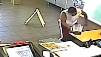 A McDonald's manager threw a blender at a customer for throwing food.