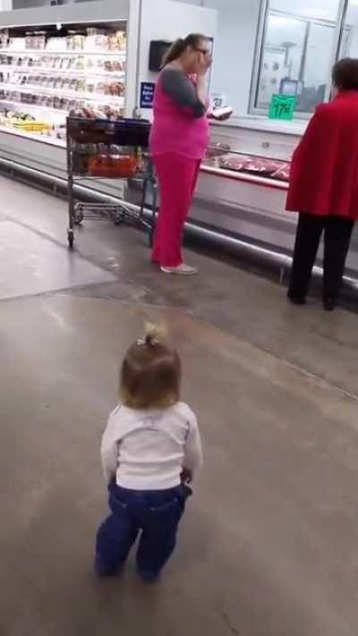 Cute Baby Hug Stranger woman.