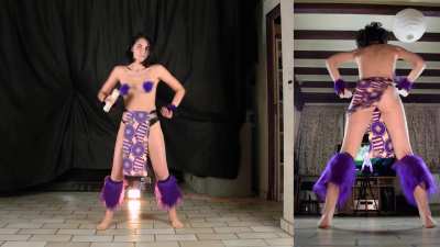 This choreography makes my body shake so much that you can see what's under my loin cloths during the whole thing