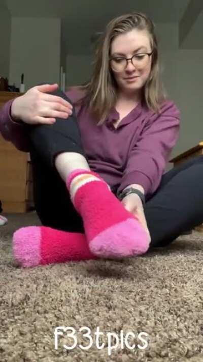 I love fuzzy socks...but I love being barefoot more!