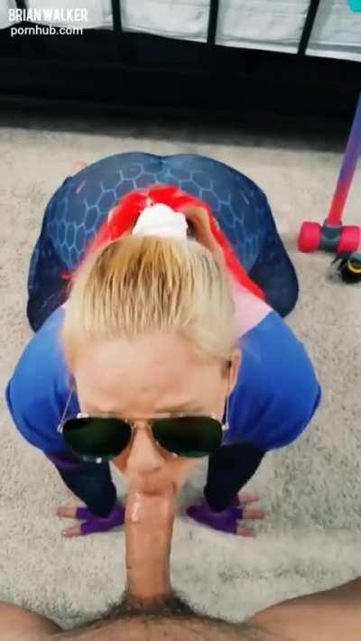 Brite Bomber gives you a POV blowjob in Fortnite cosplay scene