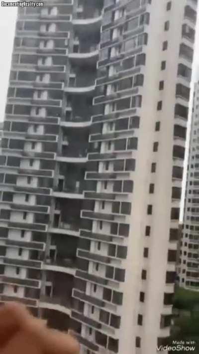 Guy falls on giant mattress 