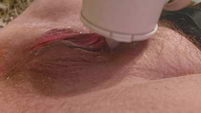 Big Clit explodes into powerful pulsation from wand vibrator with clitoral attachment, uncontrolled pleasureful moaning