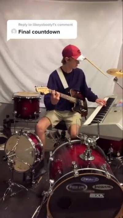 One man plays the final countdown