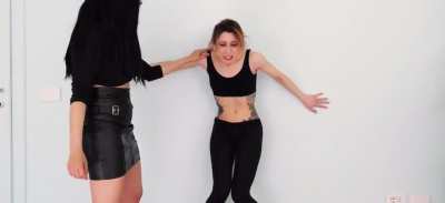 Stella punched and knee’d in her toned stomach pt 2